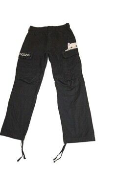 Ripndip Sz 30 Black Cargo Pants 💯 cotton Embroidered Logo And Cat Lord Nermal